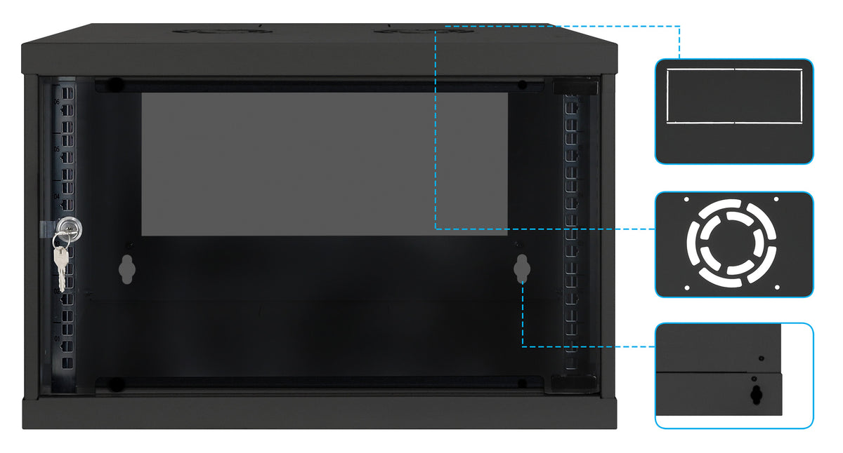 6U 19" Wall Mount Network Cabinet, Basic Line, 560 mm Depth, Black Image 8