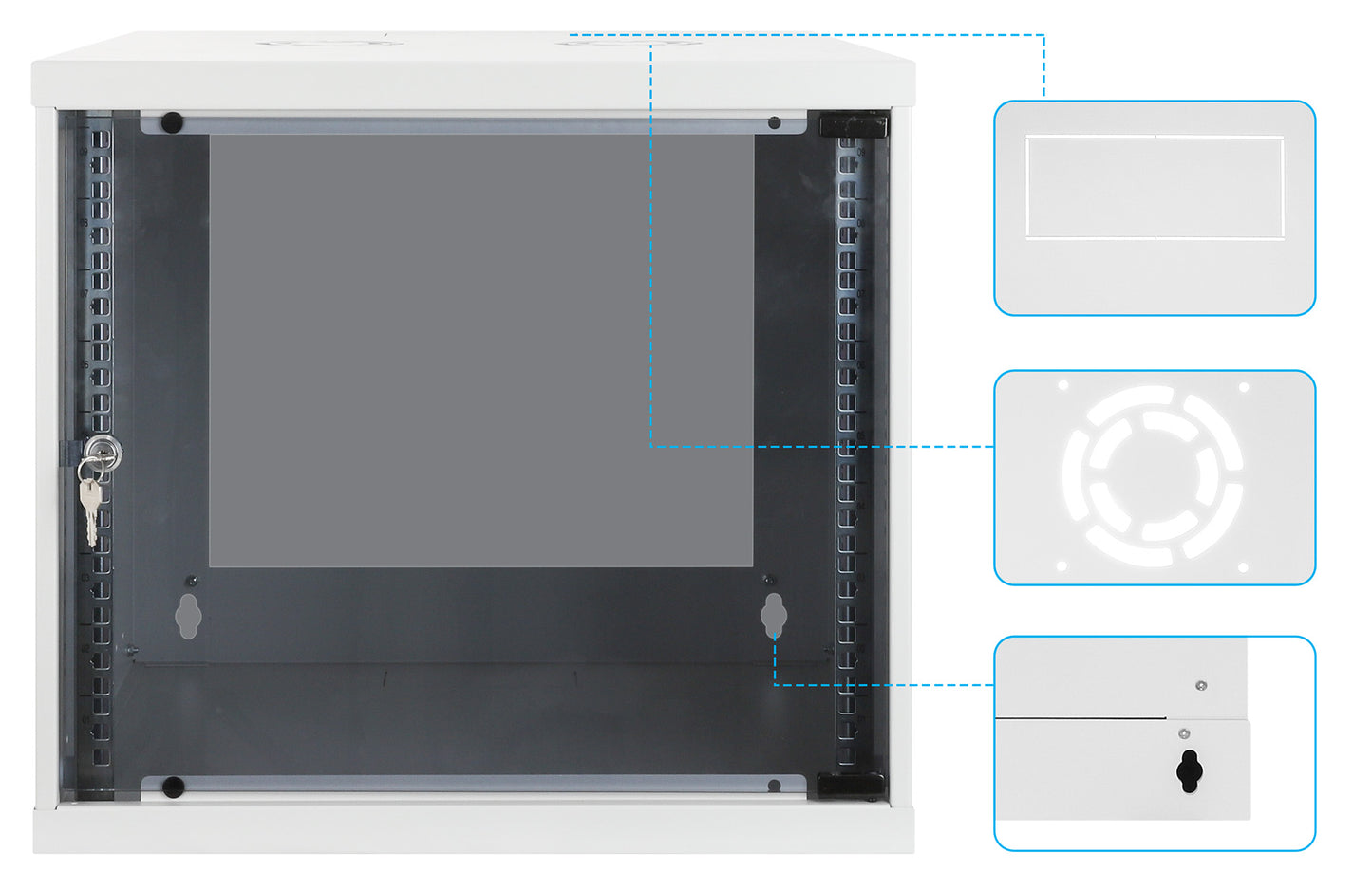 9U 19" Wall Mount Network Cabinet, Basic Line, 560 mm Depth, Gray Image 8
