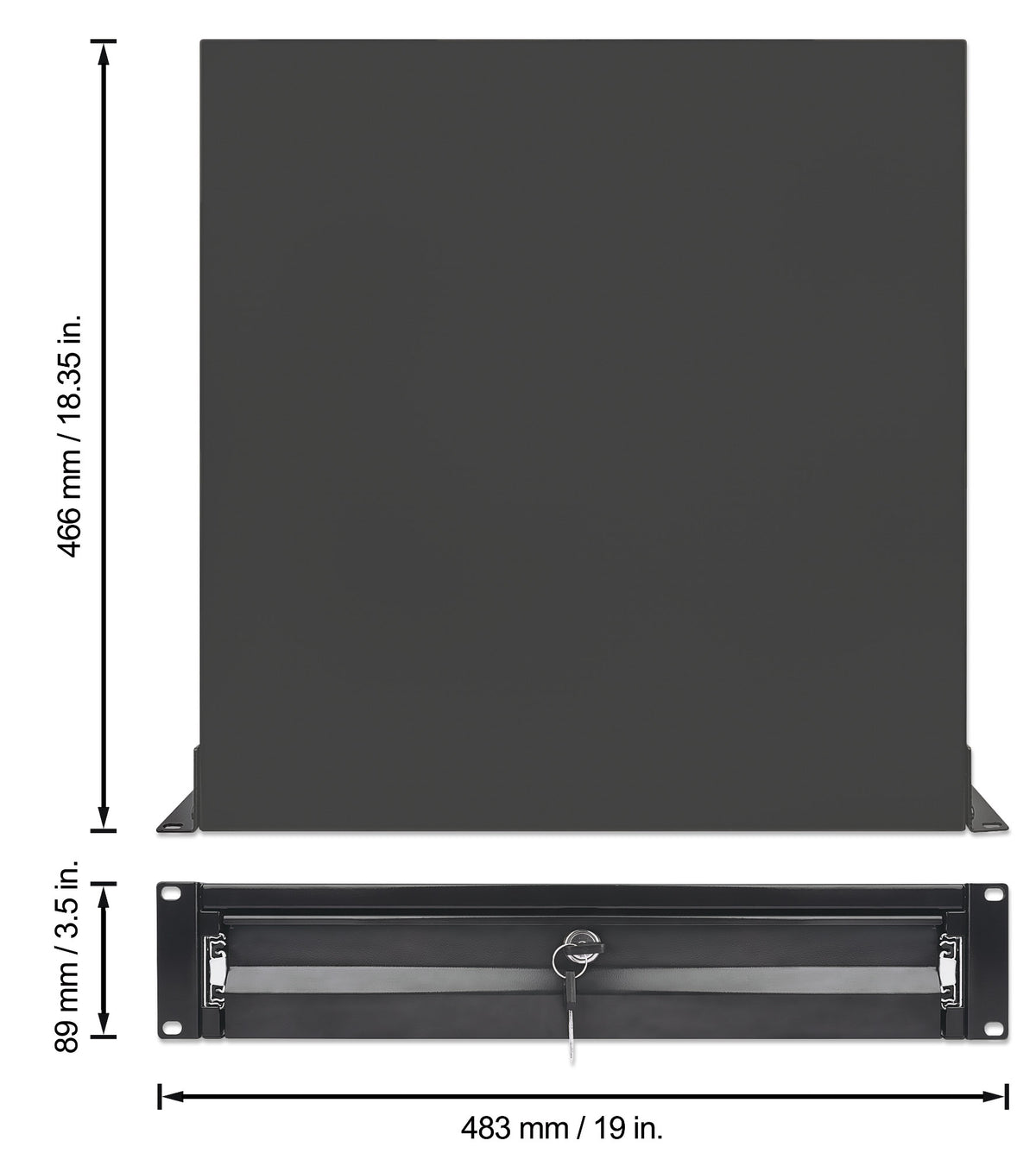19" Storage Drawer Shelf, 2U, 466 mm Depth, Black Image 6