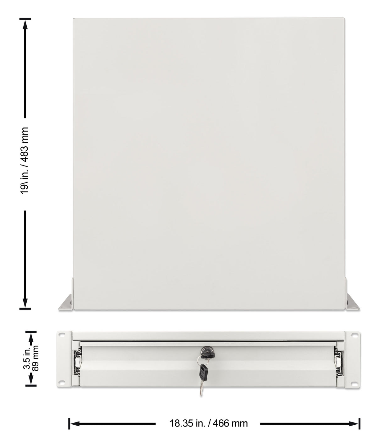 19" Storage Drawer Shelf, 2U, 466 mm Depth, Gray Image 6