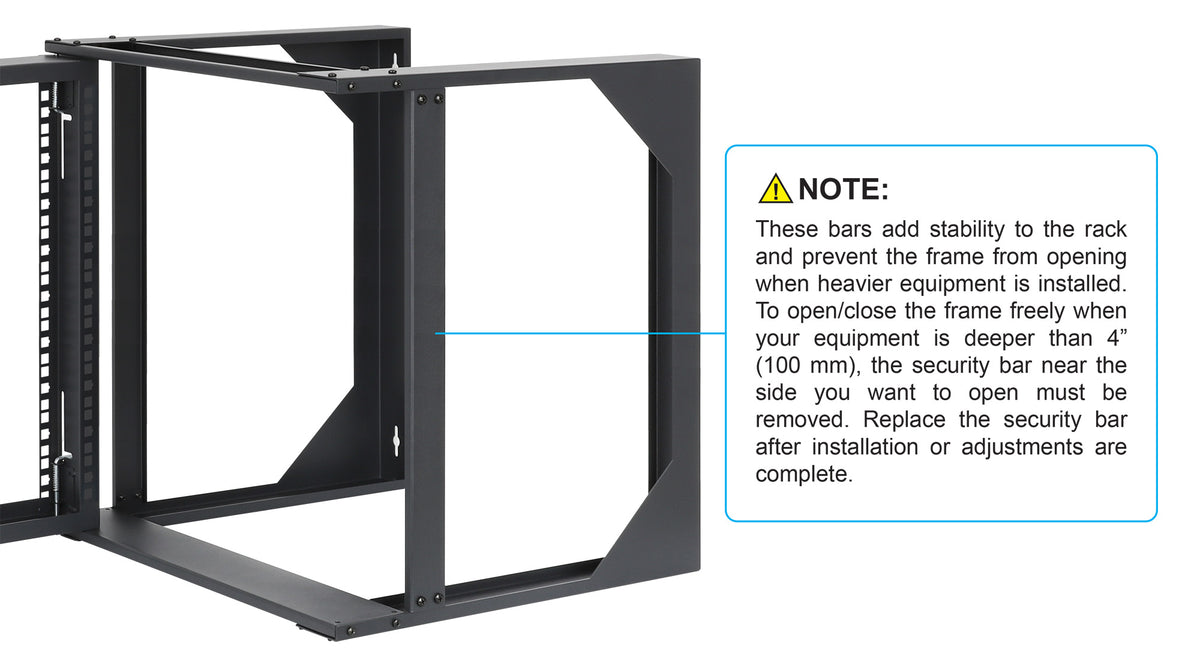 9U 19" Wall Mount 2-Post Open Frame Network Rack, Black Image 8