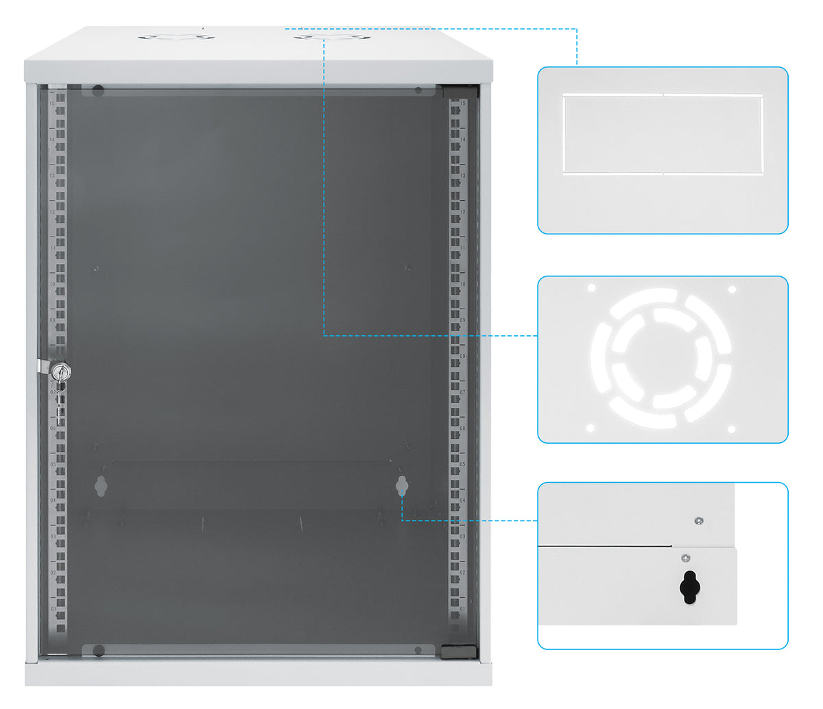15U 19" Wall Mount Network Cabinet, Basic Line, 560 mm Depth, Gray Image 9