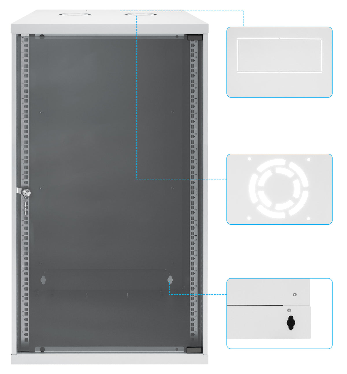 20U 19" Wall Mount Network Cabinet, Basic Line, 560 mm Depth, Gray Image 9