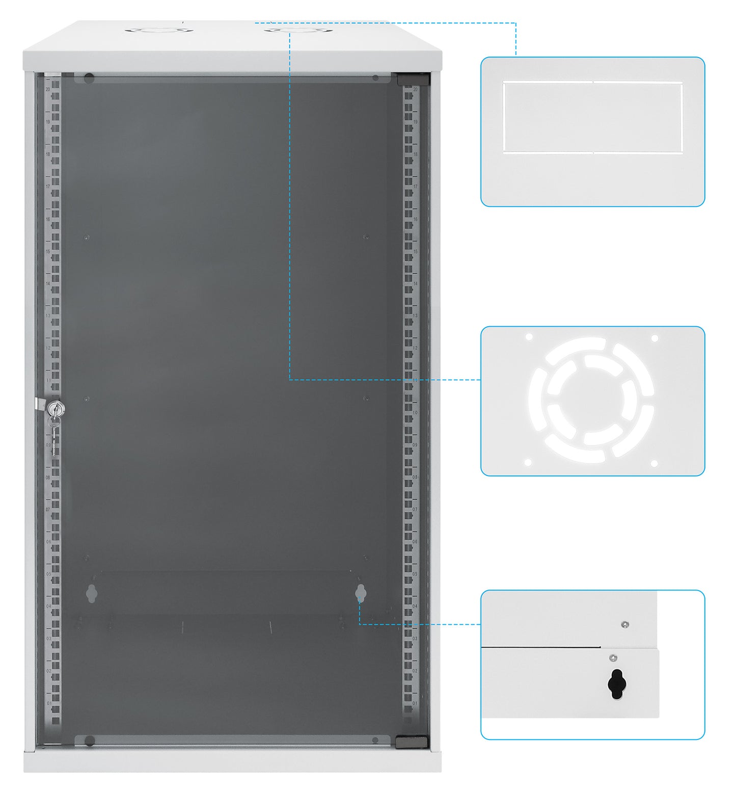 20U 19" Wall Mount Network Cabinet, Basic Line, 560 mm Depth, Gray Image 9