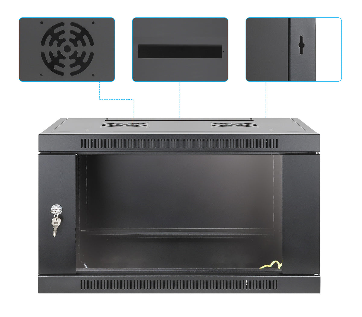 6U 19" Toolless Wall Mount Network Cabinet, 450 mm Depth, Black Image 10