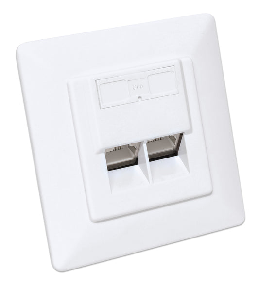 2-Port Cat6a 10G Shielded RJ45 Wall Plate Image 2