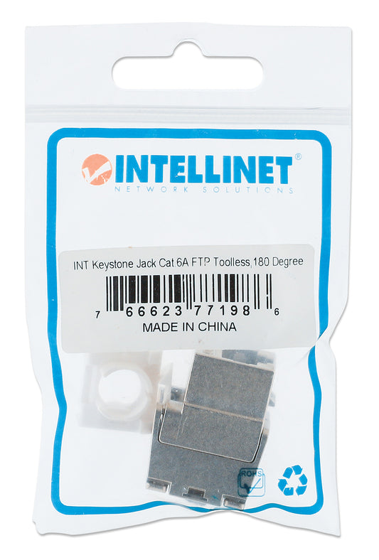 Cat6a 10G Shielded Toolless Keystone Jack, Silver Packaging Image 2