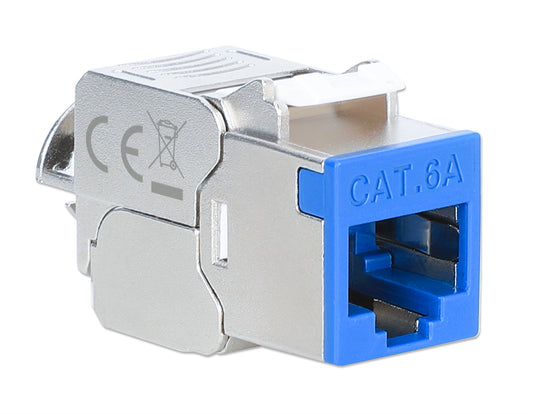 Cat6a 10G Shielded Toolless Slim Keystone Jack, Blue Image 2