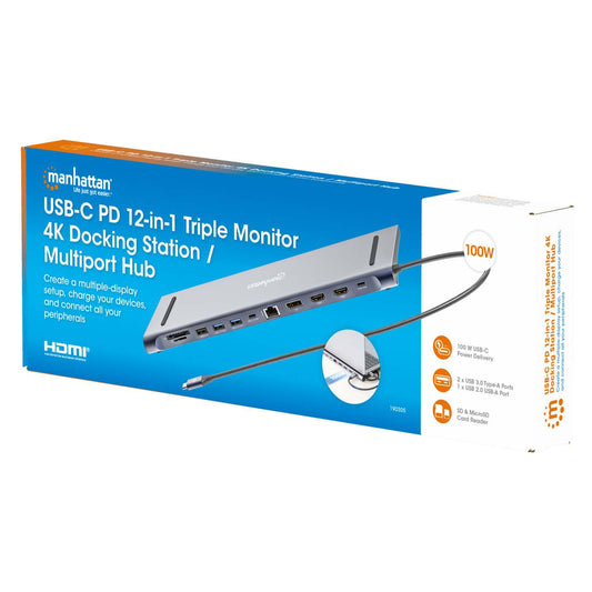 USB-C PD 12-in-1 Triple Monitor 4K Docking Station / Multiport Hub Packaging Image 2