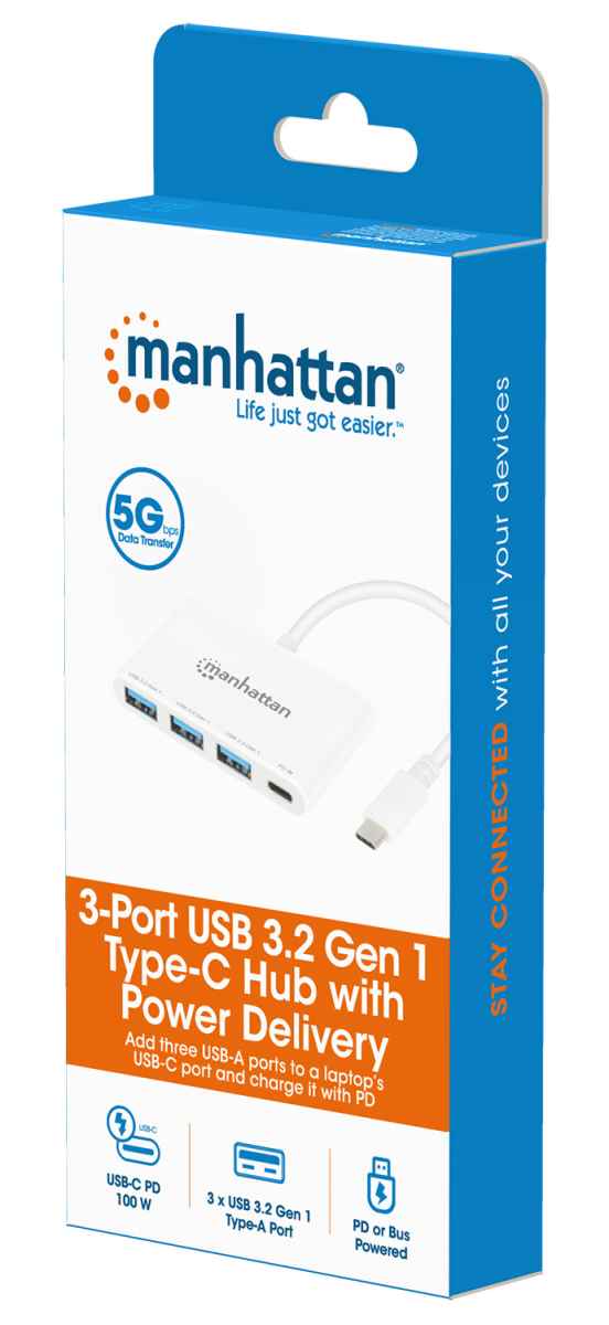 3-Port USB 3.0 Type-C Hub with Power Delivery Packaging Image 2