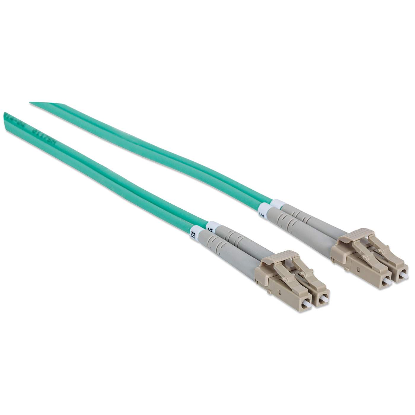1 m LC to LC UPC Fiber Optic Patch Cable, 3.0 mm, Duplex, LSZH, OM3 Multimode, Aqua Image 3