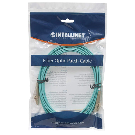 1 m LC to LC UPC Fiber Optic Patch Cable, 3.0 mm, Duplex, LSZH, OM3 Multimode, Aqua Packaging Image 2