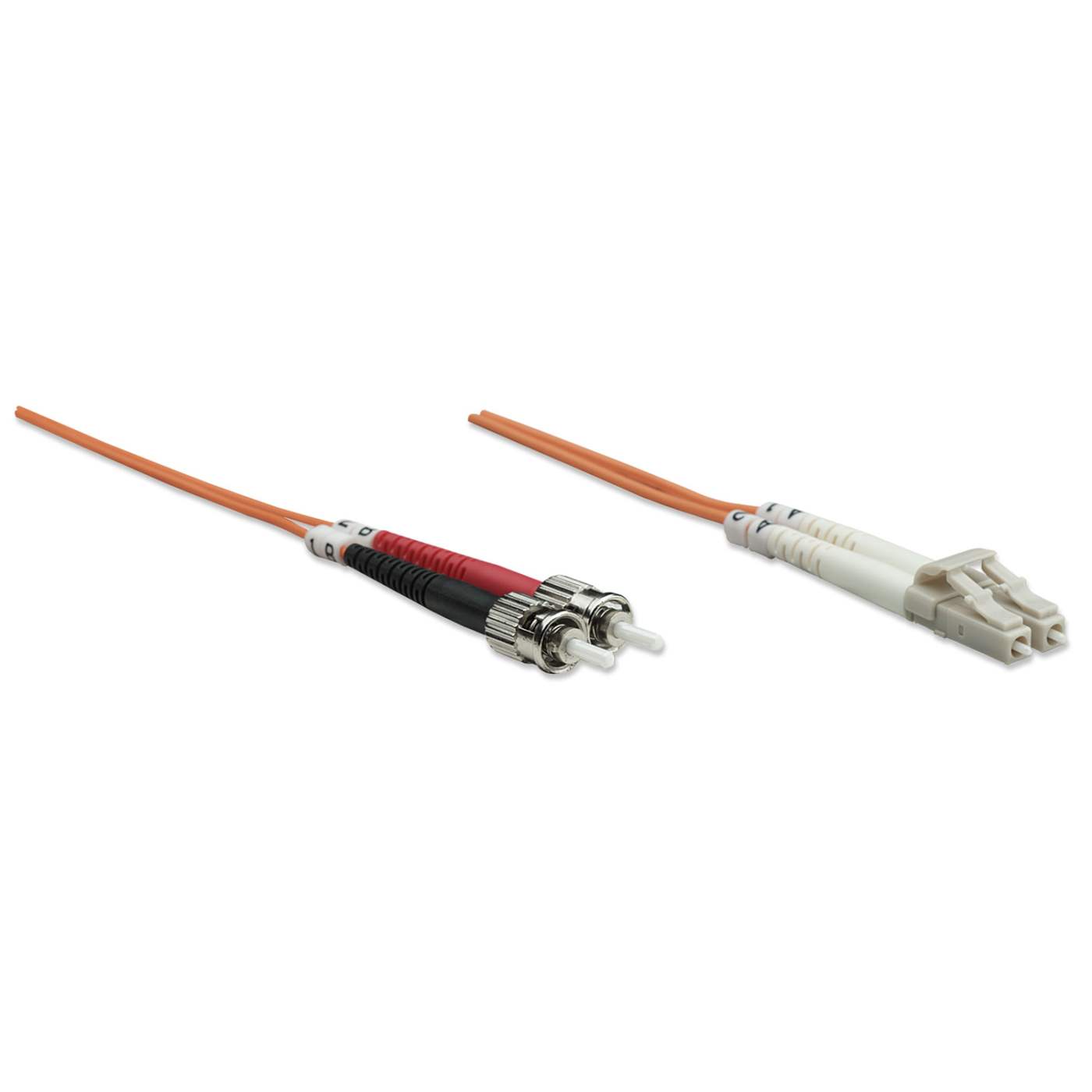 1 m LC to ST UPC Fiber Optic Patch Cable, 3.0 mm, Duplex, LSZH, OM1 Multimode, Orange Image 3
