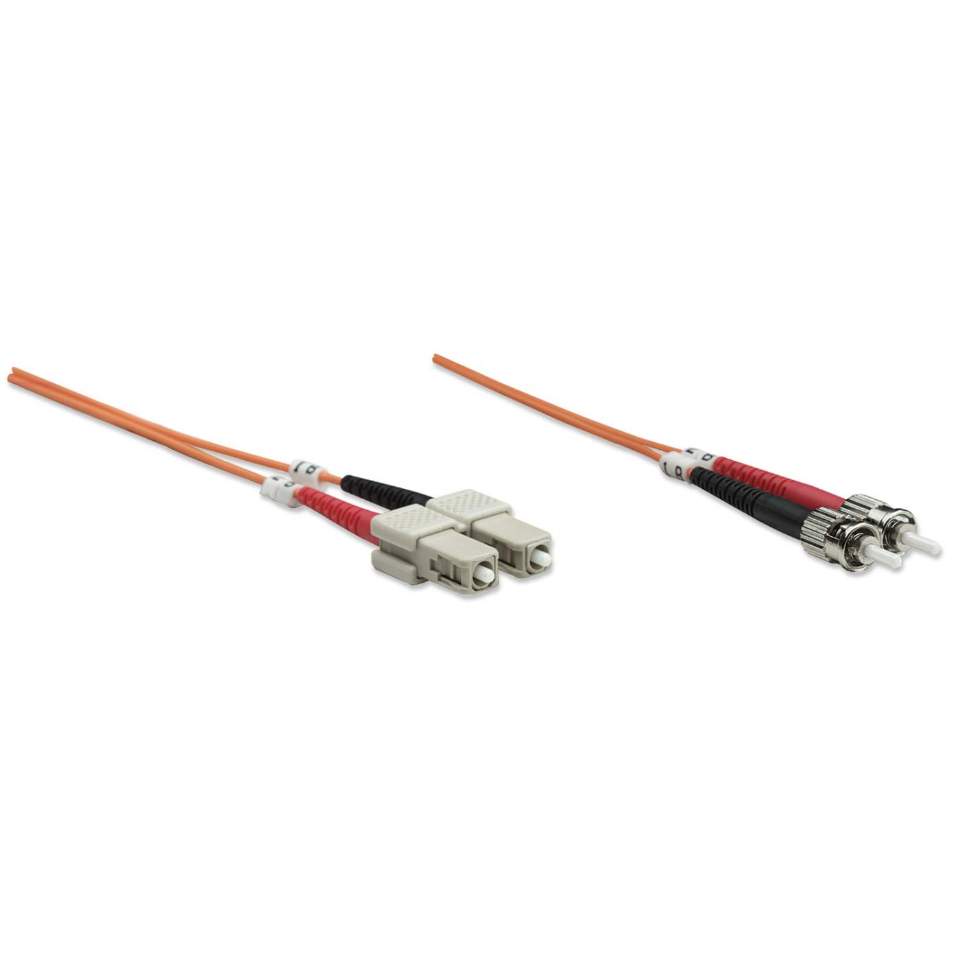 1 m ST to SC UPC Fiber Optic Patch Cable, 3.0 mm, Duplex, LSZH, OM2 Multimode, Orange Image 3