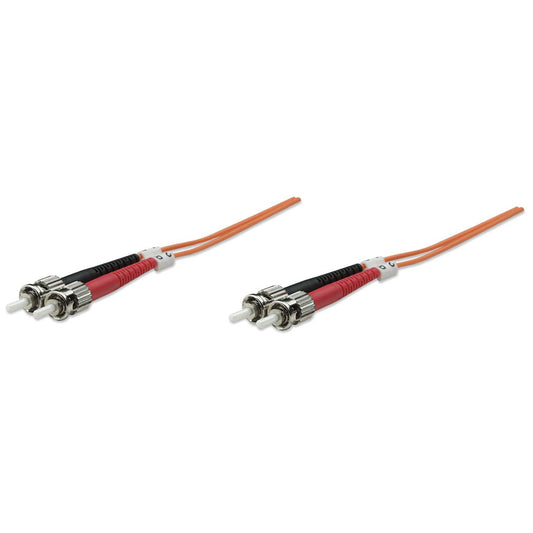 1 m ST to ST UPC Fiber Optic Patch Cable, 3.0 mm, Duplex, LSZH, OM1 Multimode, Orange Image 1