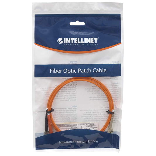 10 m LC to ST UPC Fiber Optic Patch Cable, 3.0 mm, Duplex, LSZH, OM2 Multimode, Orange Packaging Image 2