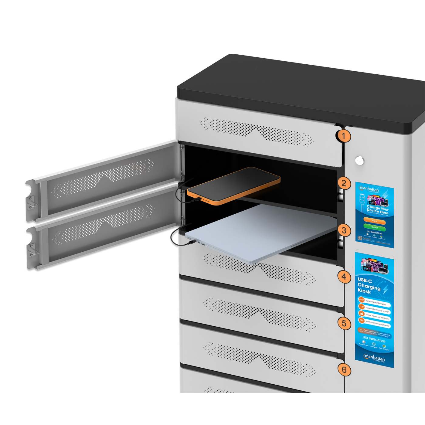 11-Compartment USB-C Charging Kiosk - 500 W Image 6