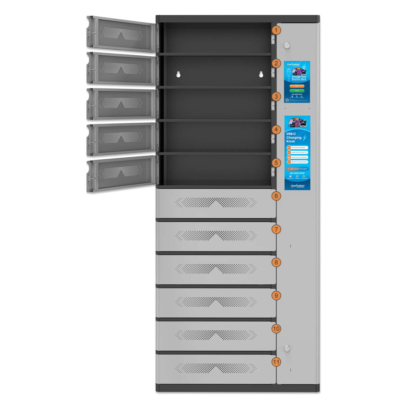 11-Compartment USB-C Charging Kiosk - 500 W Image 8