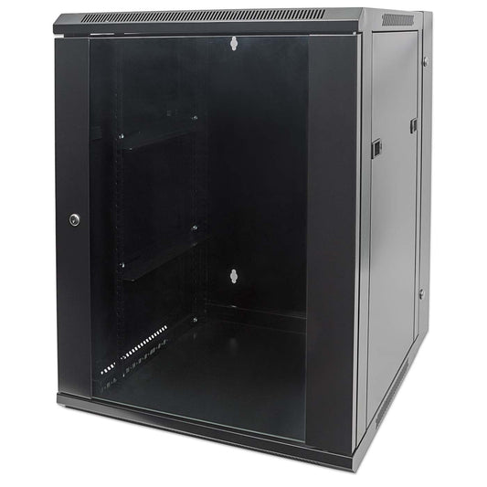 15U 19" Swing Out Wall Mount Network Cabinet, 550 mm (21.7 in.) Depth, Black Image 1