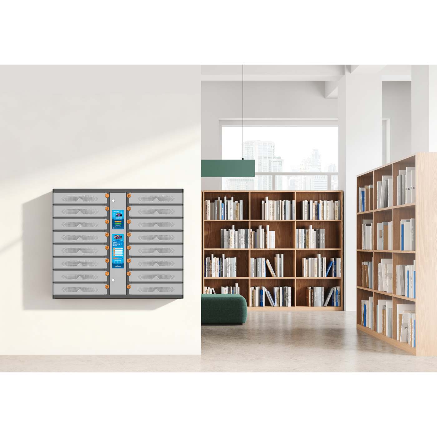 16-Compartment USB-C Charging Kiosk - 850 W Image 2