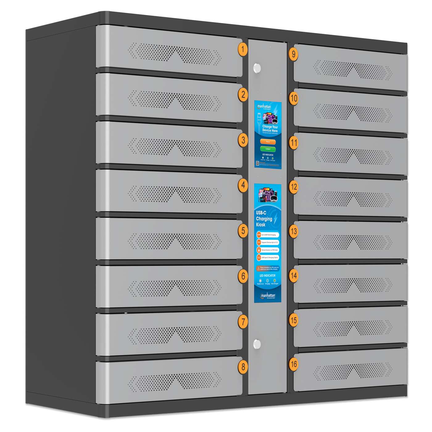 16-Compartment USB-C Charging Kiosk - 850 W Image 3