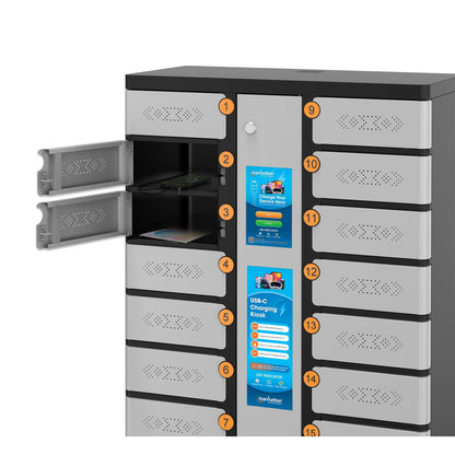 16-Compartment USB-C Charging Kiosk for Phones - 500 W Image 6