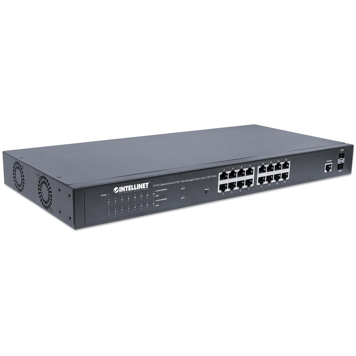 16-Port Gigabit Ethernet PoE+ Web-Managed Switch with 2 SFP Ports Image 3