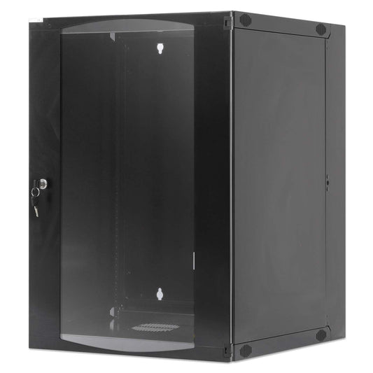 19" Double Section Wallmount Cabinet, 15U, 450 mm (17.7 in.) Depth, Black Image 1