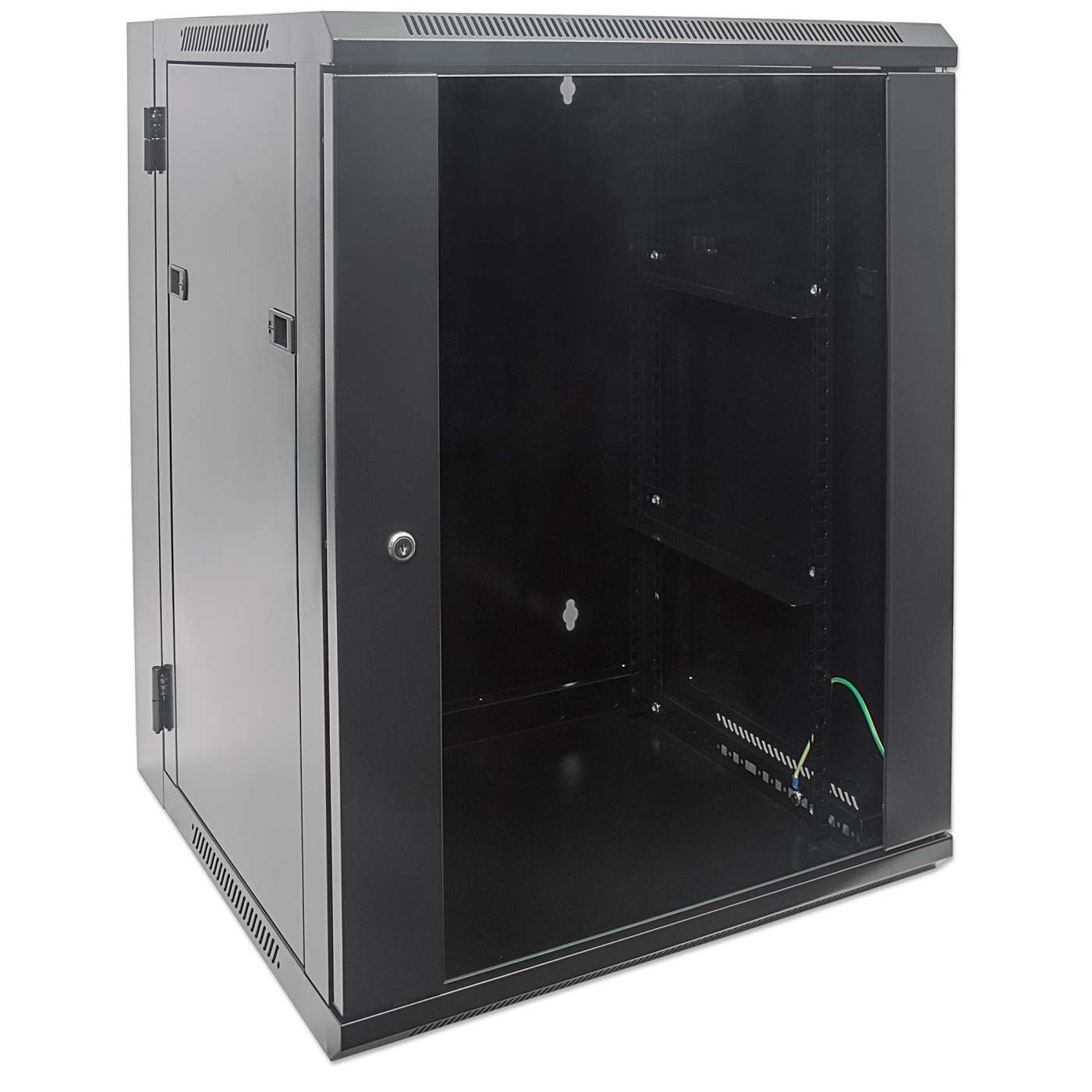 19" Double Section Wallmount Cabinet, 15U, 550 mm (21.7 in.) Depth, Black Image 2