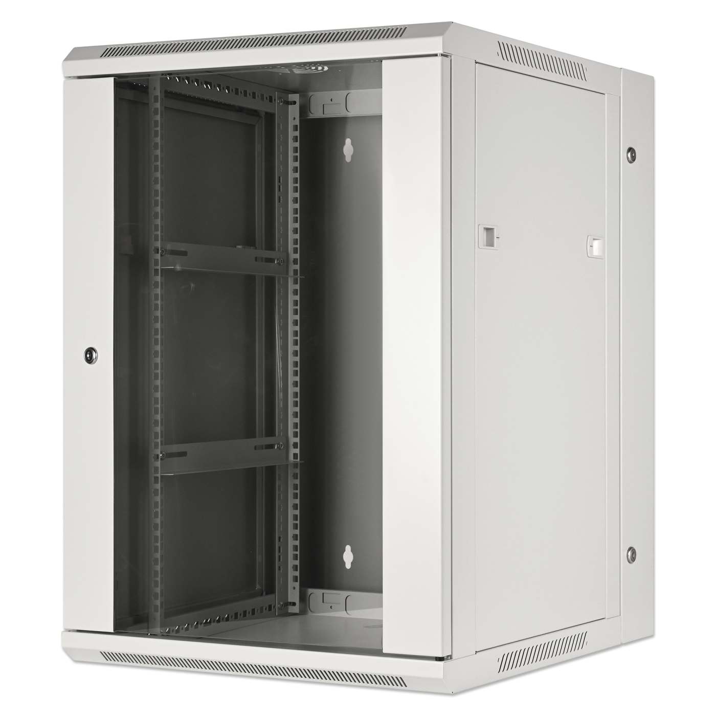 19" Double Section Wallmount Cabinet, 15U, 550 mm (21.7 in.) Depth, Gray Image 1