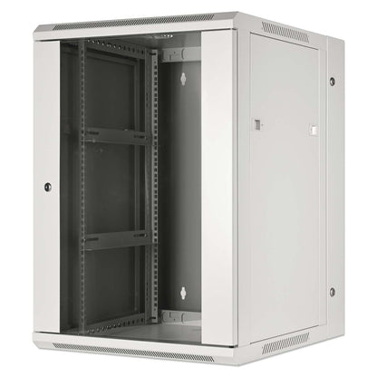 19" Double Section Wallmount Cabinet, 15U, 550 mm (21.7 in.) Depth, Gray Image 1