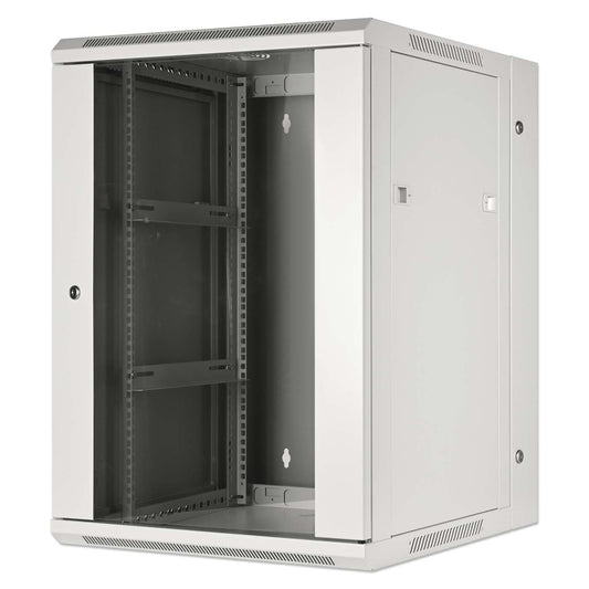 19" Double Section Wallmount Cabinet, 15U, 550 mm (21.7 in.) Depth, Gray Image 1