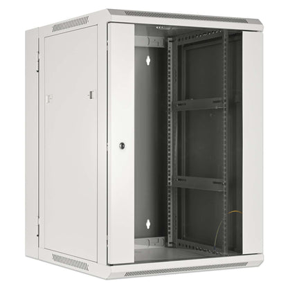 19" Double Section Wallmount Cabinet, 15U, 550 mm (21.7 in.) Depth, Gray Image 2