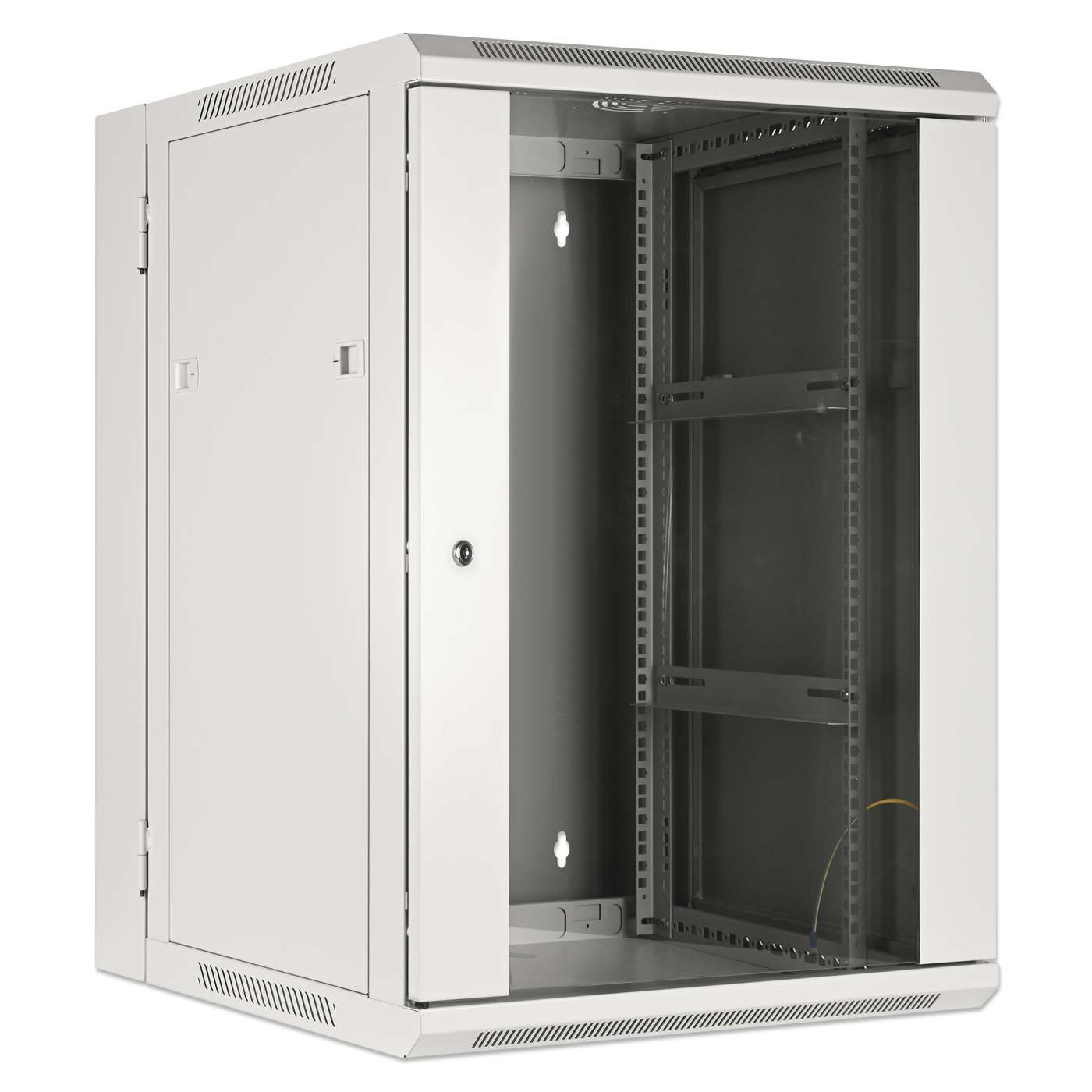 19" Double Section Wallmount Cabinet, 15U, 550 mm (21.7 in.) Depth, Gray Image 2