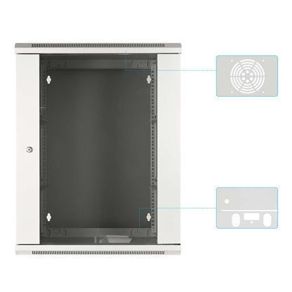19" Double Section Wallmount Cabinet, 15U, 550 mm (21.7 in.) Depth, Gray Image 6