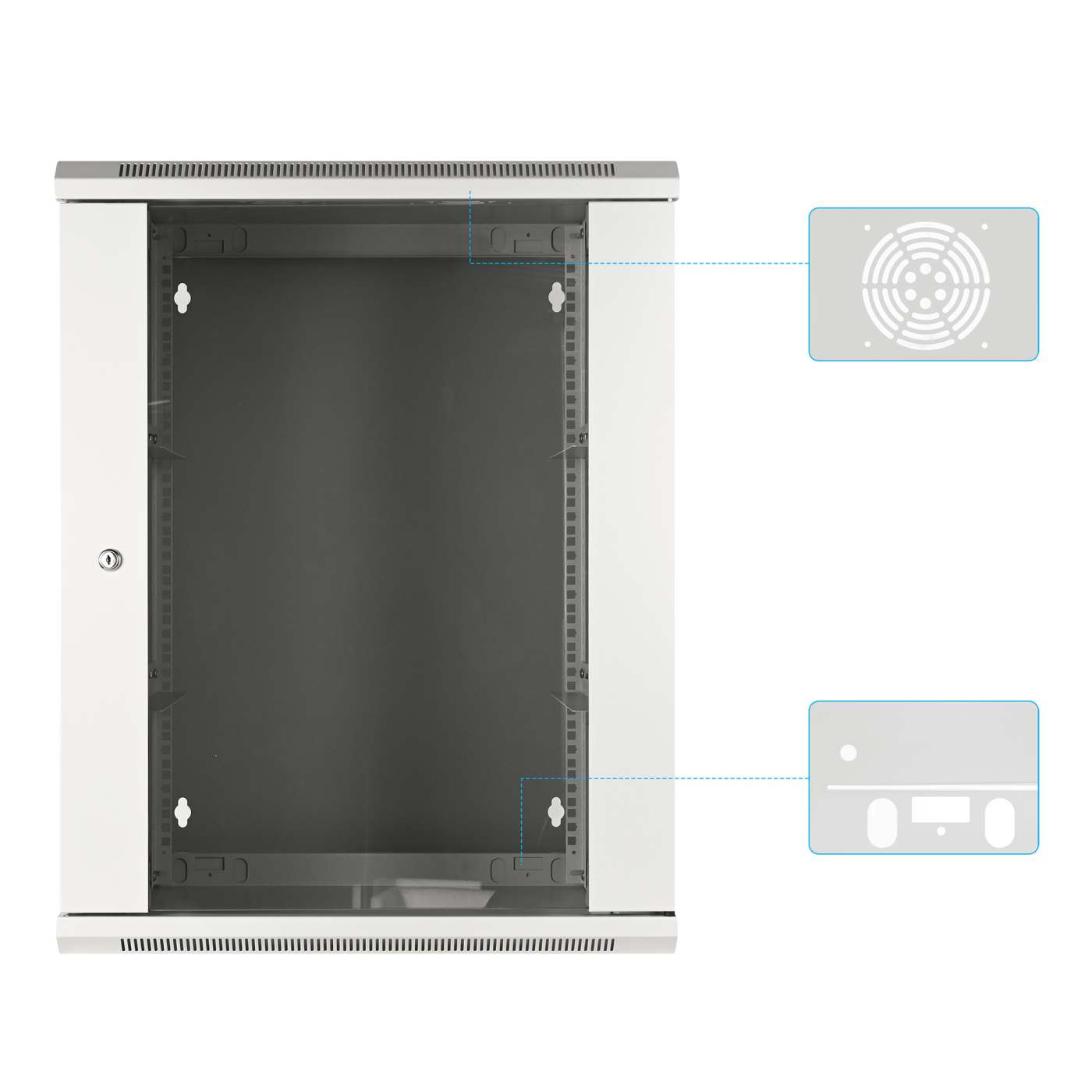 19" Double Section Wallmount Cabinet, 15U, 550 mm (21.7 in.) Depth, Gray Image 6