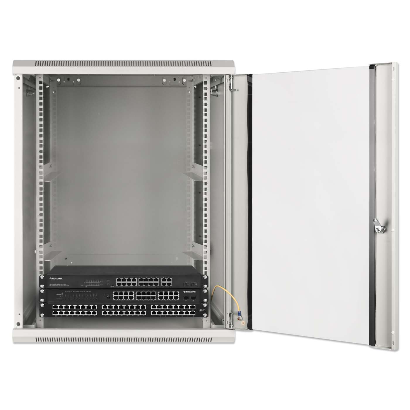 19" Double Section Wallmount Cabinet, 15U, 550 mm (21.7 in.) Depth, Gray Image 7