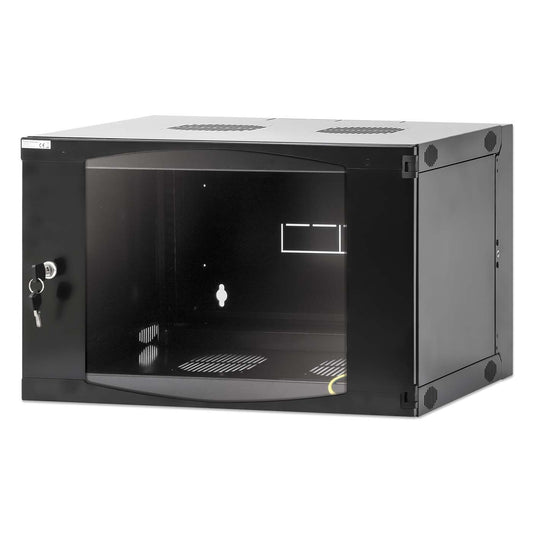 19" Double Section Wallmount Cabinet, 6U, 450 mm (17.7 in.) Depth, Black Image 1