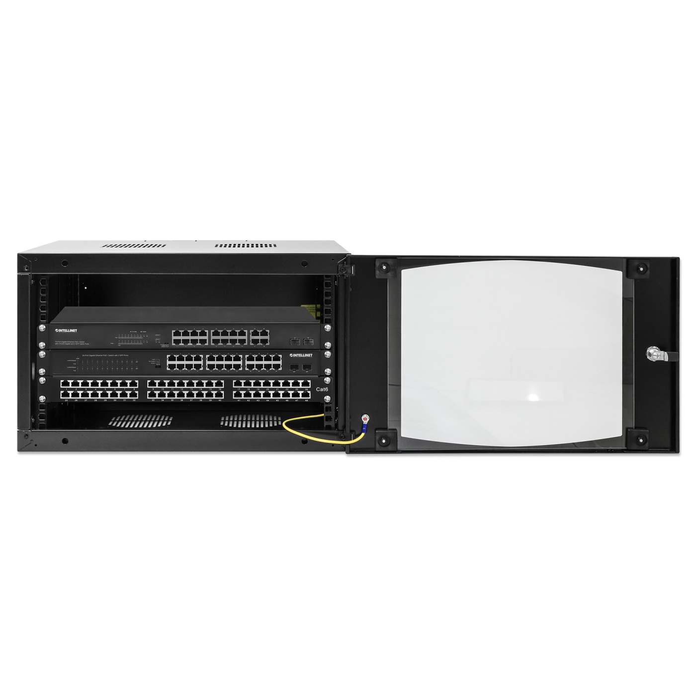 19" Double Section Wallmount Cabinet, 6U, 450 mm (17.7 in.) Depth, Black Image 4