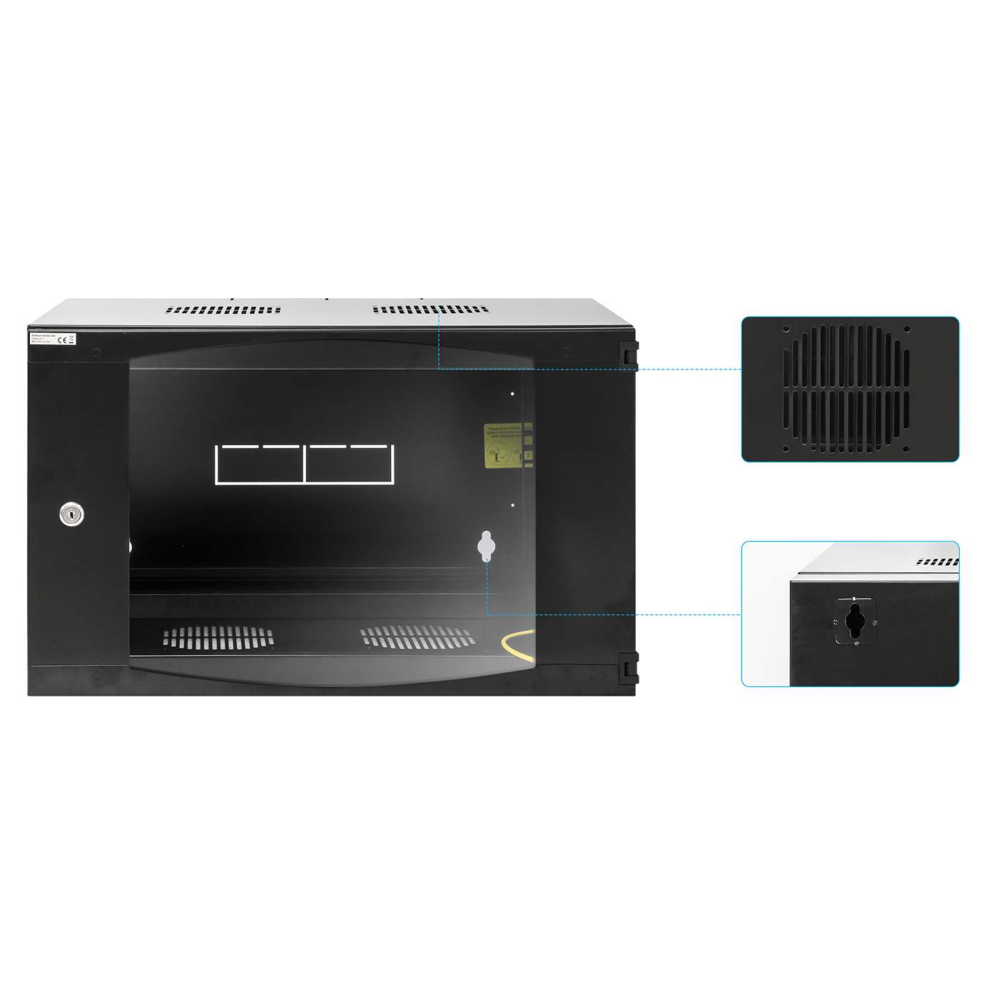 19" Double Section Wallmount Cabinet, 6U, 450 mm (17.7 in.) Depth, Black Image 8