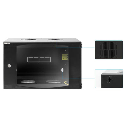 19" Double Section Wallmount Cabinet, 6U, 450 mm (17.7 in.) Depth, Black Image 8