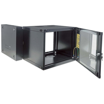 19" Double Section Wallmount Cabinet, 9U, 600 mm (23.6 in.) Depth, Black Image 7