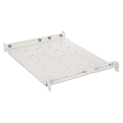 19" Shelf with Variable Rails for Fixed Mounting, Shelf Depth 350 mm, Gray Image 1