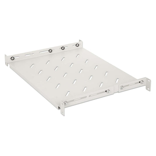 19" Shelf with Variable Rails for Fixed Mounting, Shelf Depth 350 mm, Gray Image 1