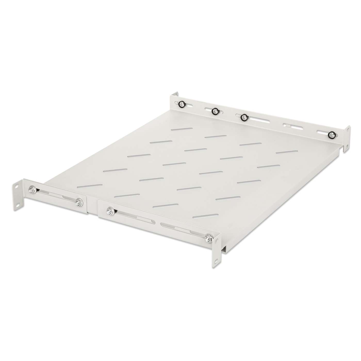 19" Shelf with Variable Rails for Fixed Mounting, Shelf Depth 350 mm, Gray Image 2