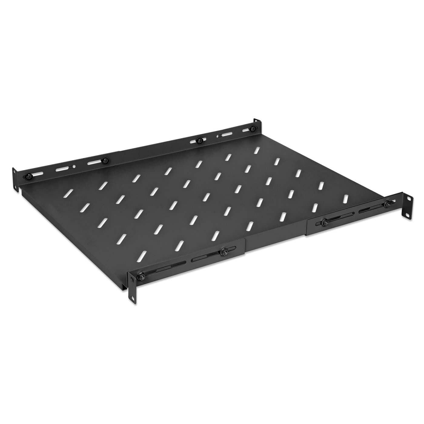 19" Shelf with Variable Rails for Fixed Mounting, Shelf Depth 550 mm, Black Image 1