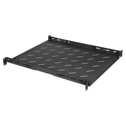 19" Shelf with Variable Rails for Fixed Mounting, Shelf Depth 550 mm, Black Image 2
