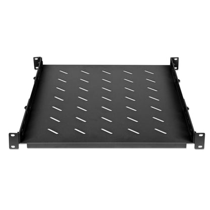 19" Shelf with Variable Rails for Fixed Mounting, Shelf Depth 550 mm, Black Image 3