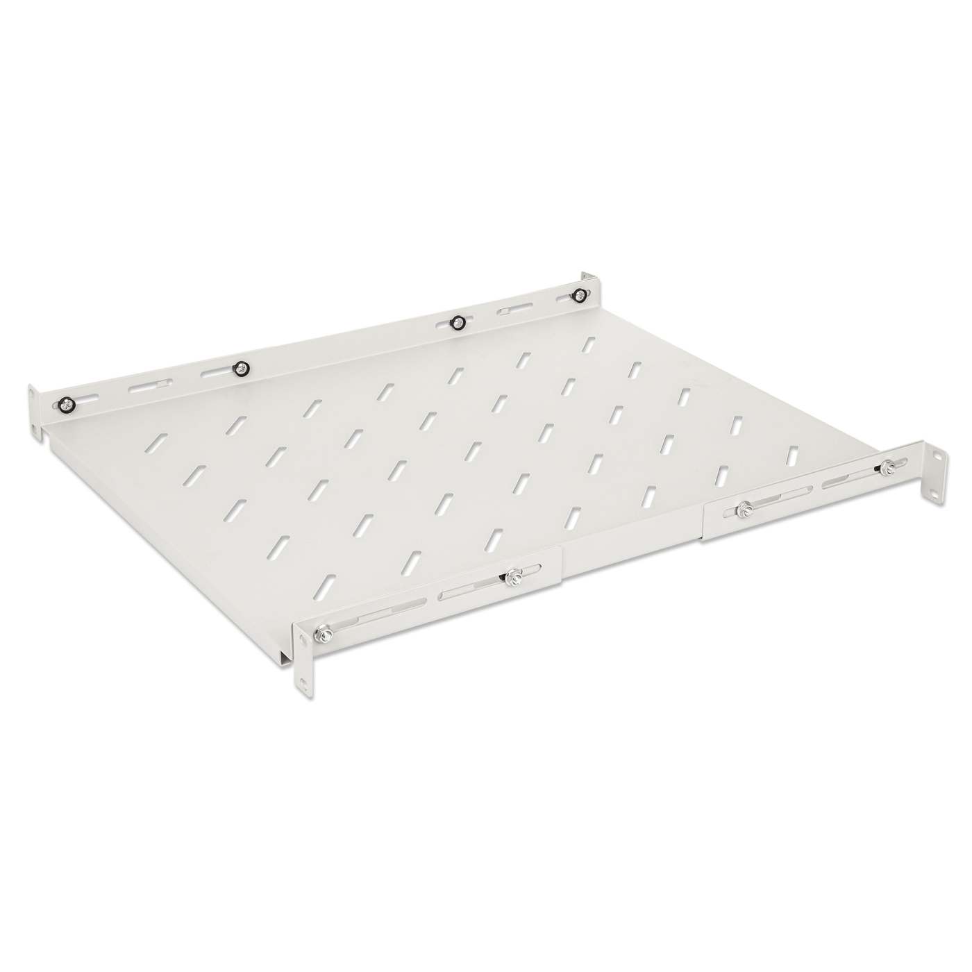 19" Shelf with Variable Rails for Fixed Mounting, Shelf Depth 550 mm, Gray Image 1
