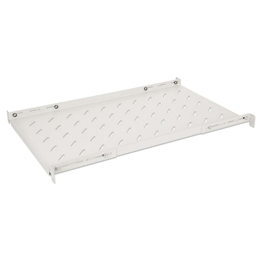19" Shelf with Variable Rails for Fixed Mounting, Shelf Depth 750 mm, Gray Image 1